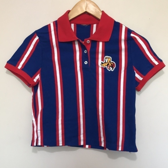Forever 21 X Disney 90th Anniv. Striped Pluto Polo Crop - Picture 2 of 9